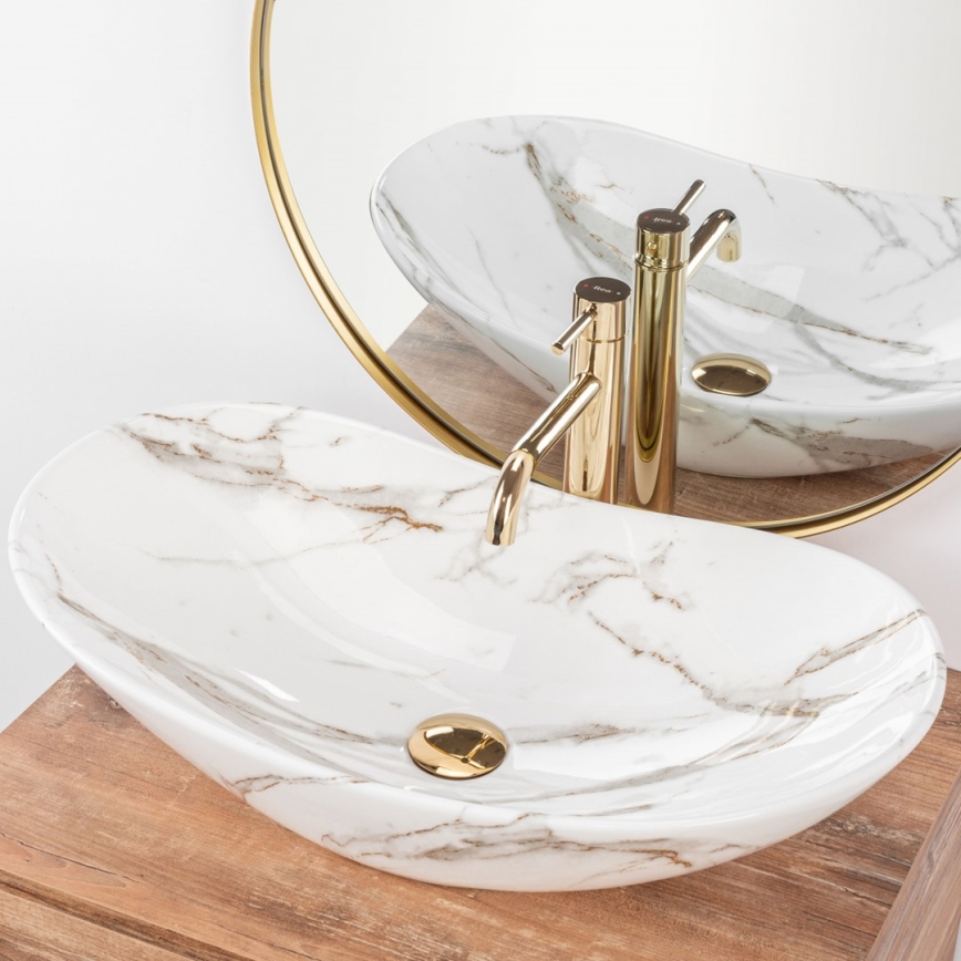 REA-U8597 - Aufsatzwaschbecken ROYAL 36x62 cm Keramik/Marmor-Dekor
