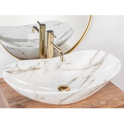 REA-U8597 - Aufsatzwaschbecken ROYAL 36x62 cm Keramik/Marmor-Dekor