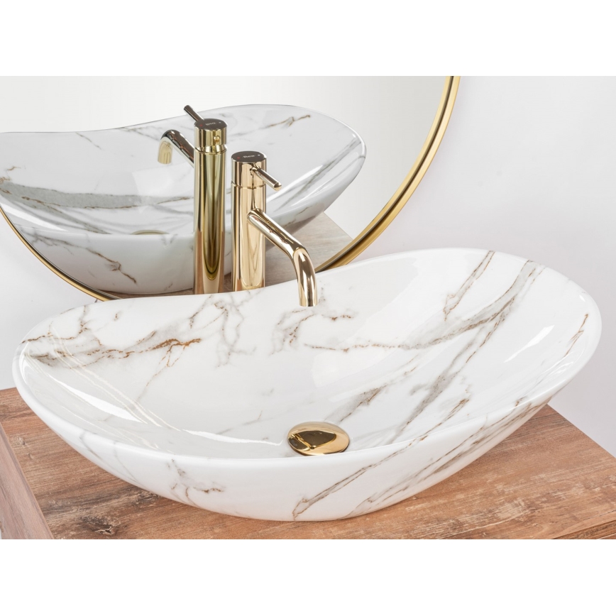 REA-U8597 - Aufsatzwaschbecken ROYAL 36x62 cm Keramik/Marmor-Dekor