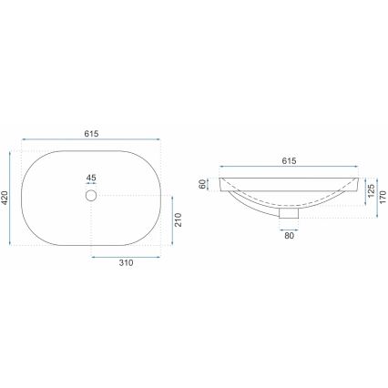 REA-U8700 - Aufsatzwaschbecken ARLETA 42x61,5 cm Keramik/glänzend weiß