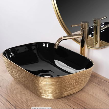 REA-U8780 - Aufsatzwaschbecken BELINDA 33x46,5 cm Keramik/schwarz/gold