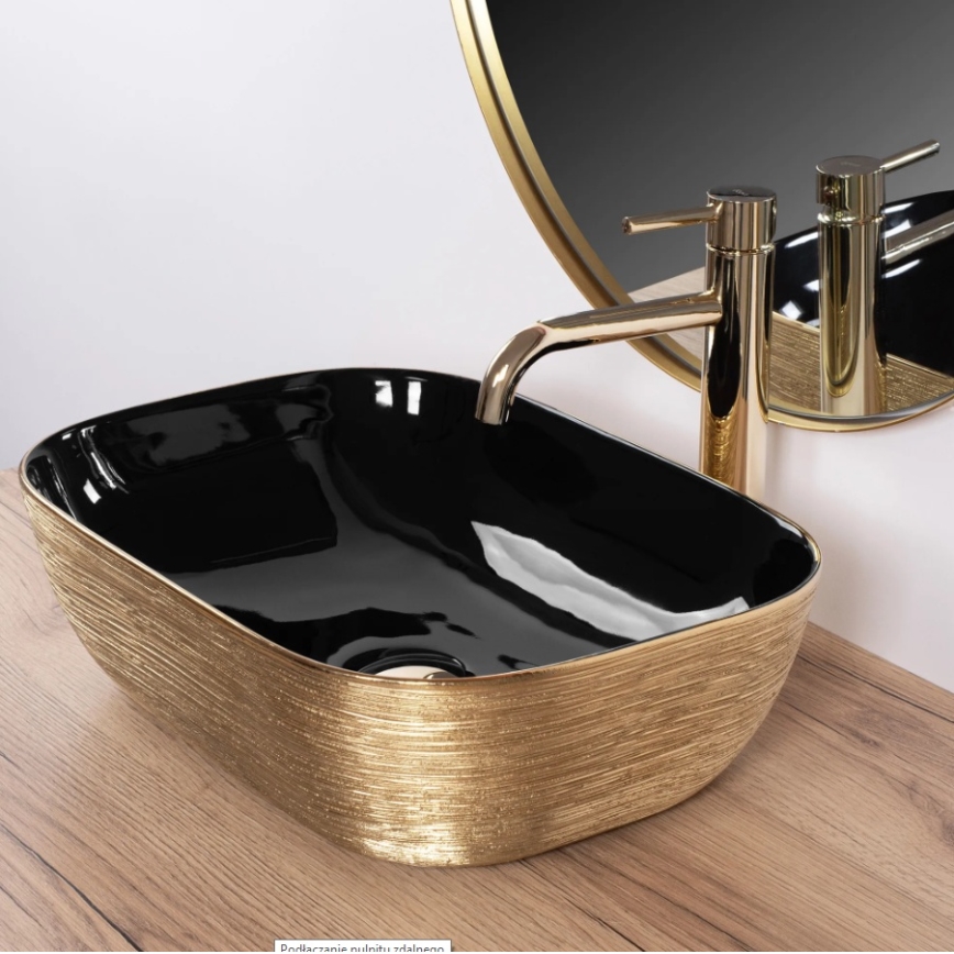 REA-U8780 - Aufsatzwaschbecken BELINDA 33x46,5 cm Keramik/schwarz/gold