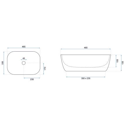 REA-U8908 - Aufsatzwaschbecken BELINDA 33,5x46,5 cm Keramik/schwarz/Marmor-Optik