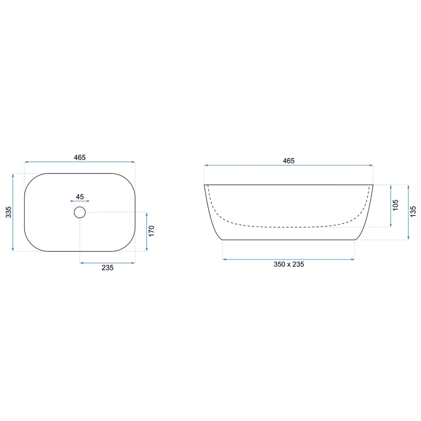 REA-U8908 - Aufsatzwaschbecken BELINDA 33,5x46,5 cm Keramik/schwarz/Marmor-Optik