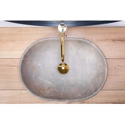 REA-U9887 - Aufsatzwaschbecken LARA 35x48,5 cm Keramik/grau/Marmor-Optik