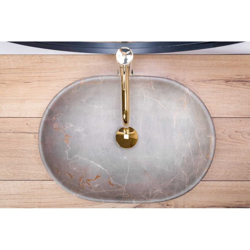 REA-U9887 - Aufsatzwaschbecken LARA 35x48,5 cm Keramik/grau/Marmor-Optik