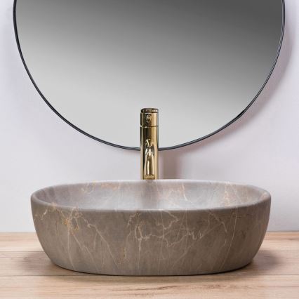 REA-U9887 - Aufsatzwaschbecken LARA 35x48,5 cm Keramik/grau/Marmor-Optik