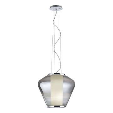 Redo 01-1139 - Hängeleuchte an Kabel FUSION 1xE27/42W/230V Ø 30 cm glänzender Chrom/rauchfarben