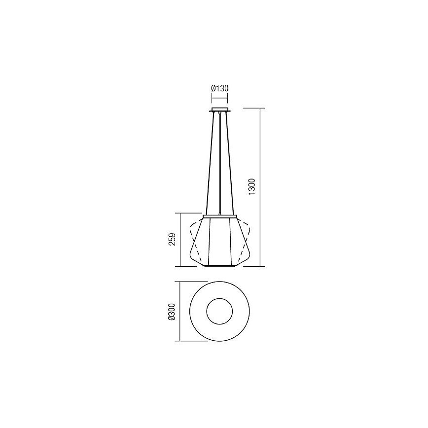 Redo 01-1139 - Hängeleuchte an Kabel FUSION 1xE27/42W/230V Ø 30 cm glänzender Chrom/rauchfarben