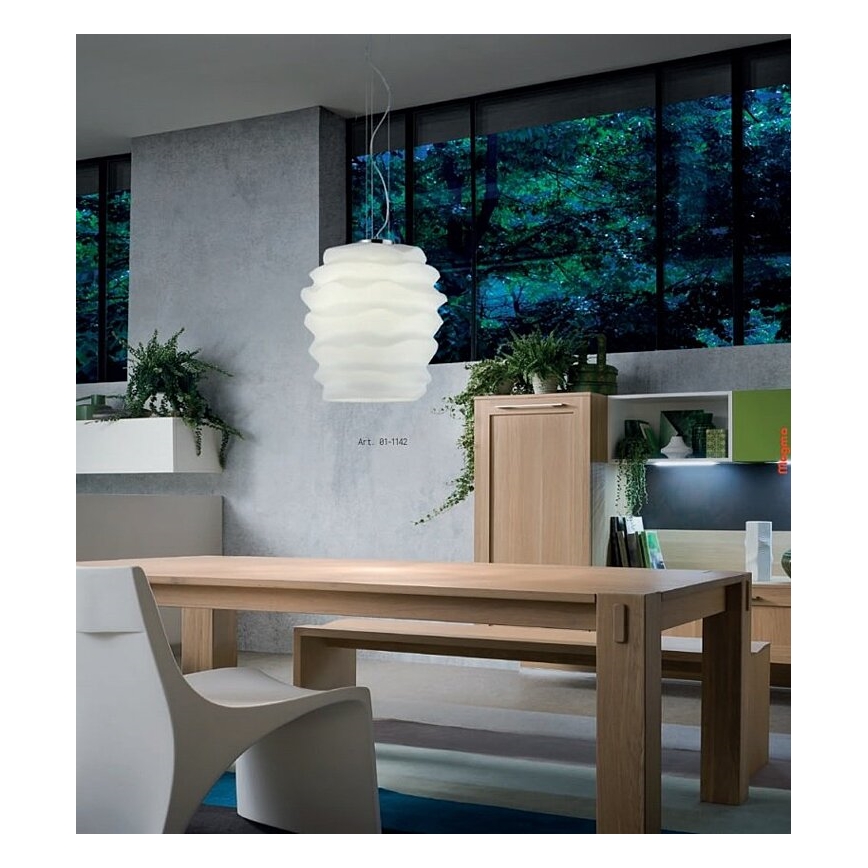 Redo 01-1141 - Pendelleuchte an Kabel MAGMA 1xE27/42W/230V Ø 38 cm, glänzender Chrom/Weiß