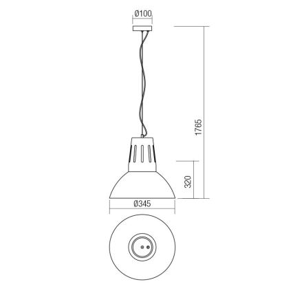 Redo 01-1282 - Pendelleuchte PEEP mit Kabel 1xE27/42W/230V Ø 34,5 cm weiß