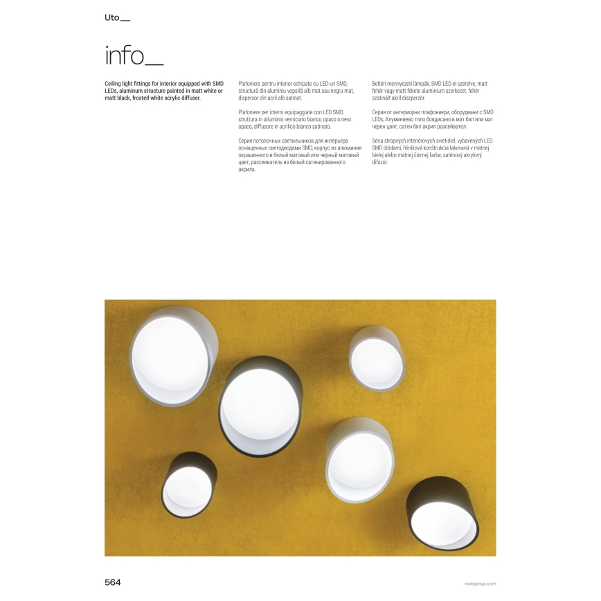 Redo 01-1628 - UTO LED-Einbaustrahler LED/12W/230V, Ø 12 cm, schwarz