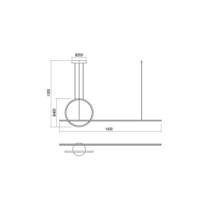 Redo 01-1735 - LED dimmbare Hängeleuchte an Seil GIOTTO LED/46W/230V schwarz