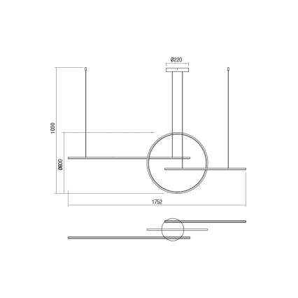 Redo 01-1737 - LED dimmbare Hängeleuchte an Seil GIOTTO LED/56W/230V schwarz