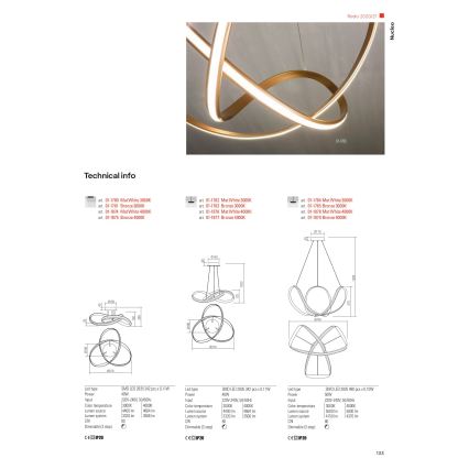 Redo 01-1784 - LED dimmbare Hängeleuchte an Seil NUCLEO LED/55W/230V weiß