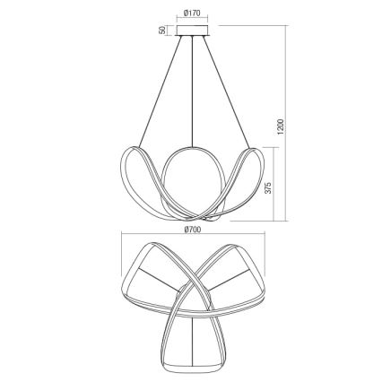 Redo 01-1784 - LED dimmbare Hängeleuchte an Seil NUCLEO LED/55W/230V weiß