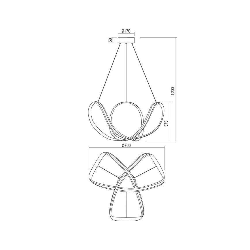 Redo 01-1784 - LED dimmbare Hängeleuchte an Seil NUCLEO LED/55W/230V weiß