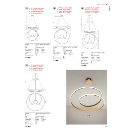 Redo 01-1796 - LED-Kronleuchter an Schnur TORSION LED/40W/230V