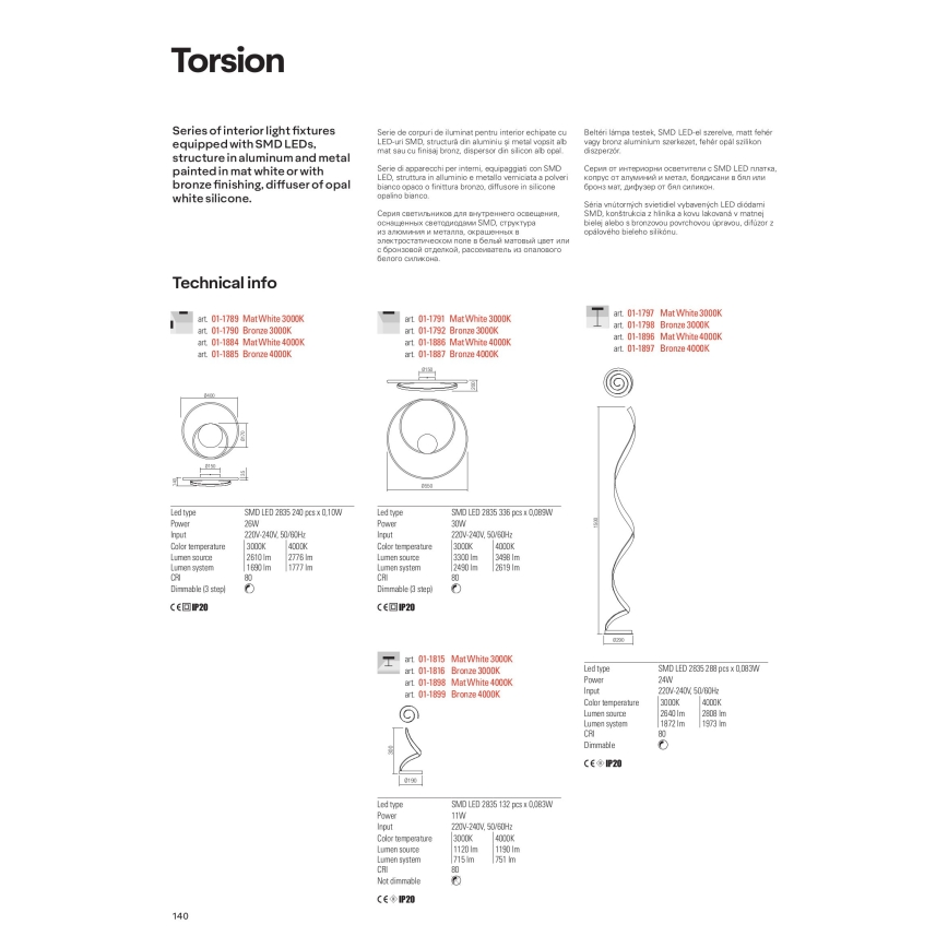 Redo 01-1815 - LED-Tischlampe TORSION LED/11W/230V 3000K weiß