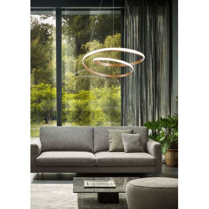 Redo 01-1889 - TORSION dimmbare LED-Pendelleuchte an Stahlseil LED/29W/230V 4000K Ø 55 cm bronzefarben
