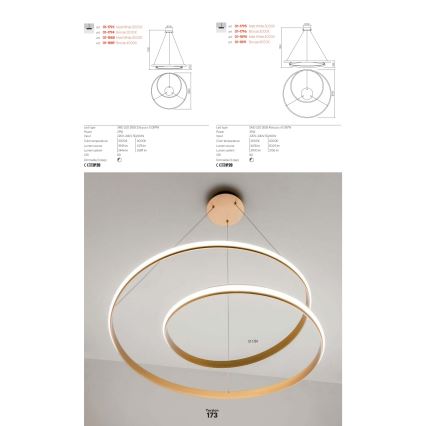 Redo 01-1889 - TORSION dimmbare LED-Pendelleuchte an Stahlseil LED/29W/230V 4000K Ø 55 cm bronzefarben