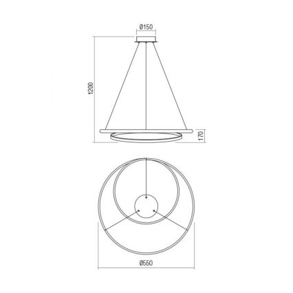 Redo 01-1889 - TORSION dimmbare LED-Pendelleuchte an Stahlseil LED/29W/230V 4000K Ø 55 cm bronzefarben