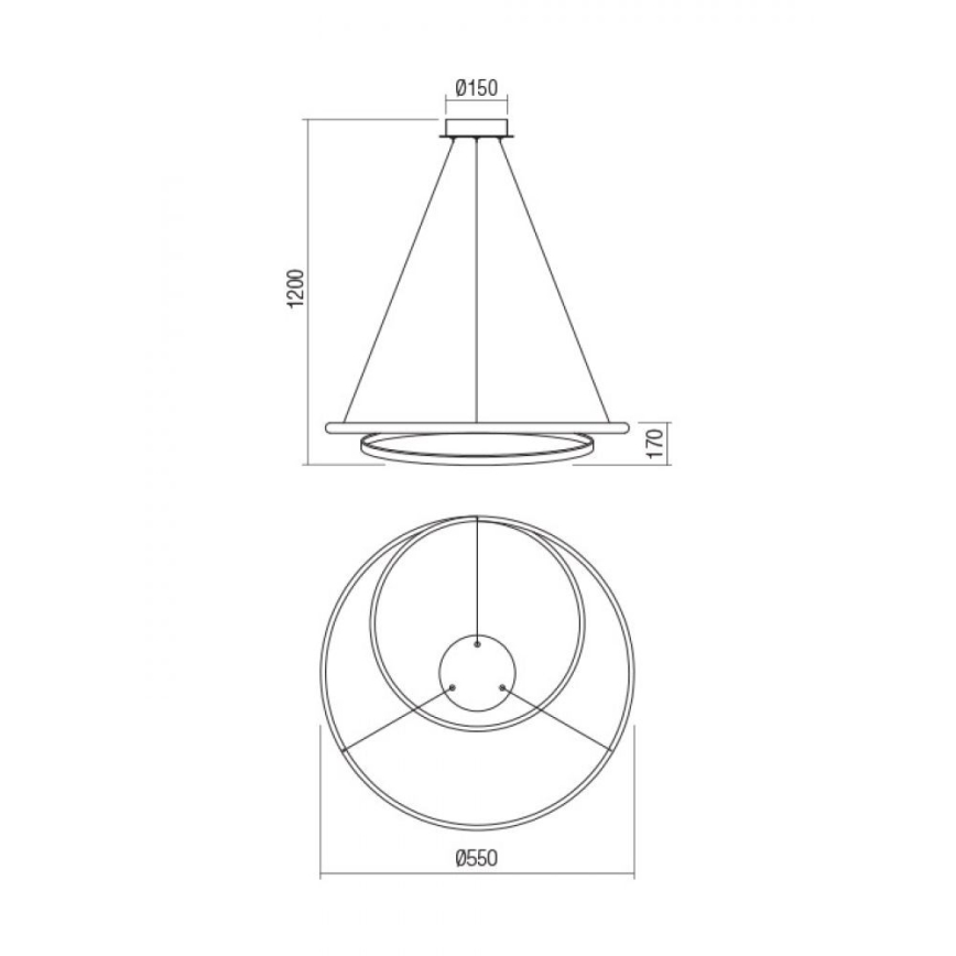 Redo 01-1889 - TORSION dimmbare LED-Pendelleuchte an Stahlseil LED/29W/230V 4000K Ø 55 cm bronzefarben