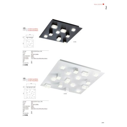 Redo 01-2017 - LED-Deckenleuchte PIXEL LED/48W/230V 3000K 45x45 cm schwarz