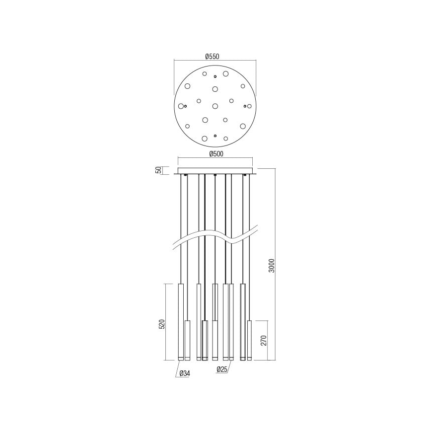 Redo 01-2058 - LED-Hängeleuchte an Schnur MADISON 16xLED/4W/230V golden