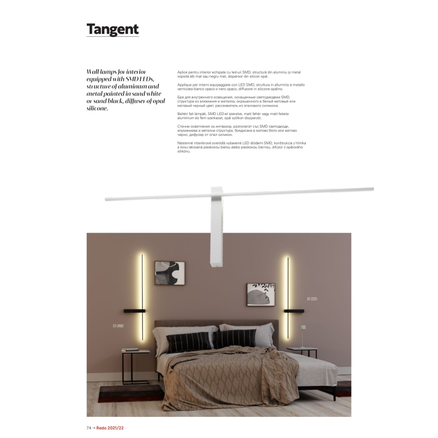 Redo 01-2200 - LED-Wandleuchte TANGENT LED/14W/230V weiß