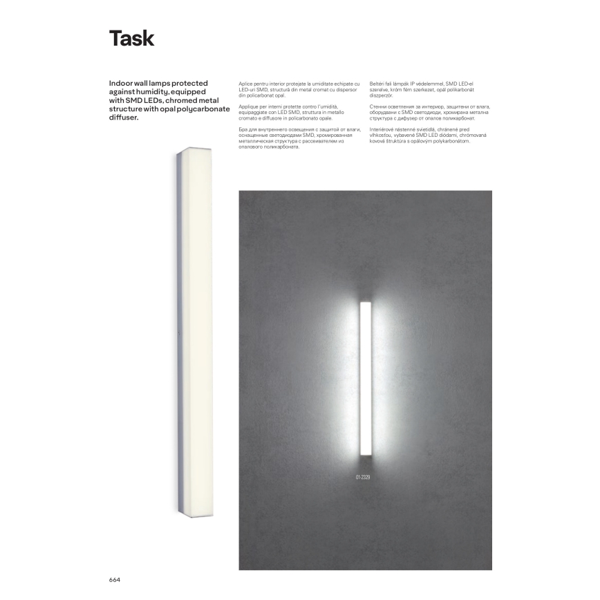 Redo 01-2331 - LED-beleuchteter Badezimmerspiegel TASK LED/24W/230V 120 cm CRI 90 IP44 glänzender Chrom