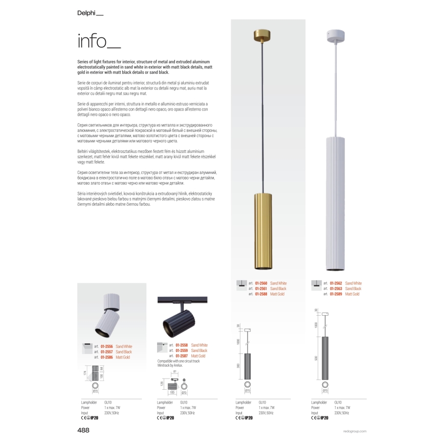 Redo 01-2555 - DELPHI Einbauspot 1xGU10/7W/230V Ø 7 cm schwarz