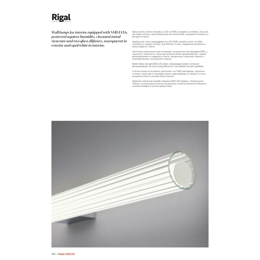 Redo 01-2592 - LED-Badspiegelleuchte RIGAL LED/18W/230V 3000K 91 cm CRI 90 IP44 glänzender Chrom/Weiß