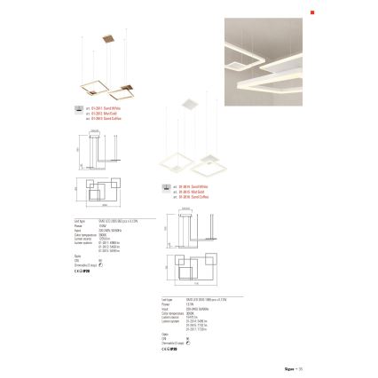 Redo 01-2614 - LED-dimmbare Pendelleuchte an Seil SIGUA LED/137W/230V CRI 90 weiß