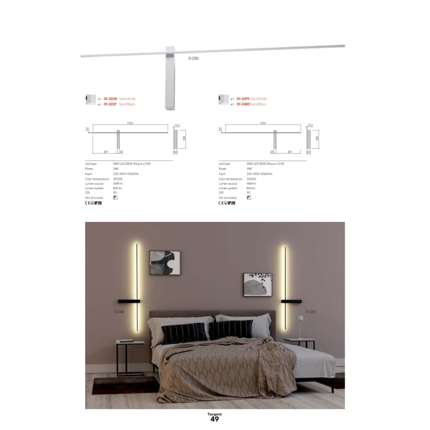 Redo 01-2746 - LED-Wandleuchte TANGENT LED/13W/230V CRI 90 weiß