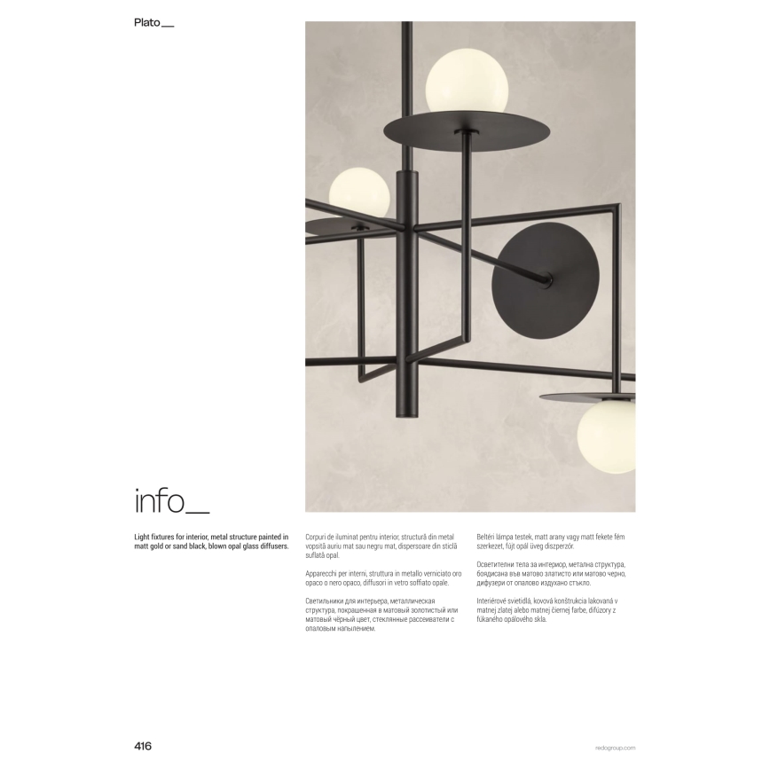 Redo 01-2753 - Pendelleuchte PLATO an Stange, 8xG9/10W/230V, schwarz