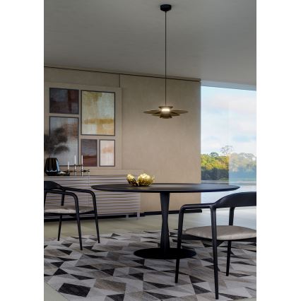 Redo 01-3001 - LED-Pendelleuchte mit Kabelaufhängung FARGO LED/16,5W/230V CRI 90 Ø 50 cm schwarz/gold