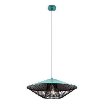 Redo 01-3010 - Pendelleuchte an Kabel GRILL 1xE27/42W/230V Ø 49,5 cm schwarz/türkis