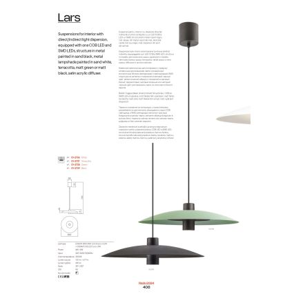Redo 01-3018 - LED-Pendelleuchte LARS an Stahlseil LED/14W/230V + LED/10W Ø 60 cm CRI 90 weiß