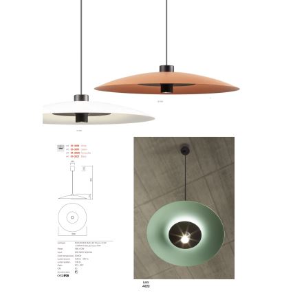 Redo 01-3020 - LED-Pendelleuchte LARS an Kabel, LED/14W/230V + LED/10W, Ø 60 cm, CRI 90, orange