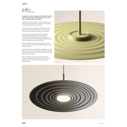 Redo 01-3046 - LED-Pendelleuchte an Drahtseil LAKE LED/13W/230V CRI 90 Ø 50 cm grün