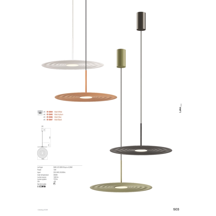 Redo 01-3046 - LED-Pendelleuchte an Drahtseil LAKE LED/13W/230V CRI 90 Ø 50 cm grün