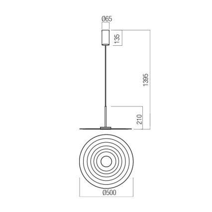 Redo 01-3047 - LED-Hängeleuchte an Stahlseil LAKE LED/13W/230V CRI 90, Durchmesser 50 cm, schwarz
