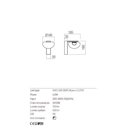 Redo 01-3241 - LED Wandleuchte SINCLAIR LED/6,5W/230V CRI 93 IP21 gold