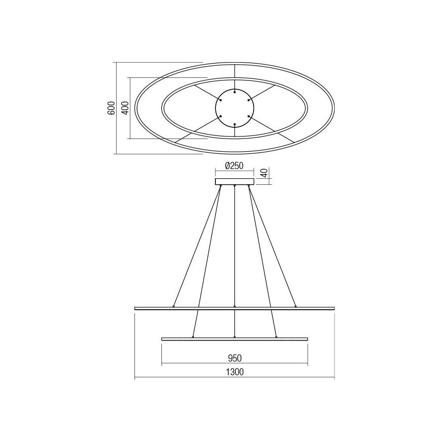 Redo 01-3343 - Dimmbare LED-Pendelleuchte LEO an Stahlseil LED/115W/230V 3000/4000K CRI 90 schwarz