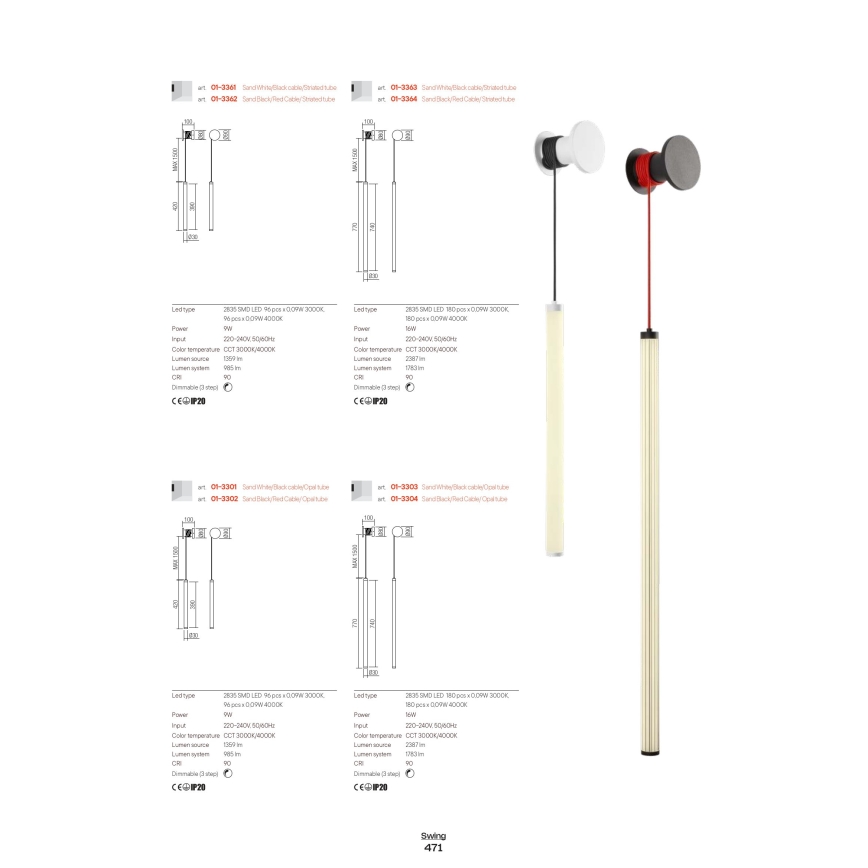 Redo 01-3363 - dimmbare LED-Wandleuchte SWING LED/16W/230V 3000/4000K CRI 90 weiß