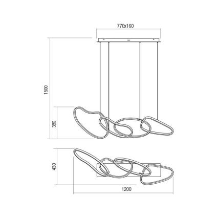 Redo 01-3390 - LED-dimmbare Pendelleuchte an Seil BIAS LED/90W/230V 3000/4500/6500K CRI 90 schwarz