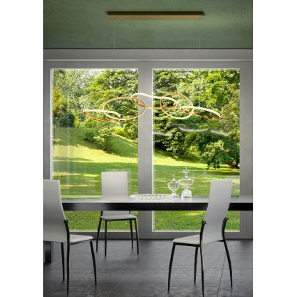 Redo 01-3392 - Dimmbare LED-Pendelleuchte BIAS mit Kabelaufhängung LED/120W/230V 3000/4500/6500K CRI 90 goldfarben
