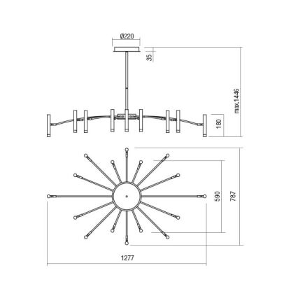 Redo 01-3450 - LED-dimmbare Stabpendelleuchte RAYEN LED/80W/230V CRI 90 goldfarben