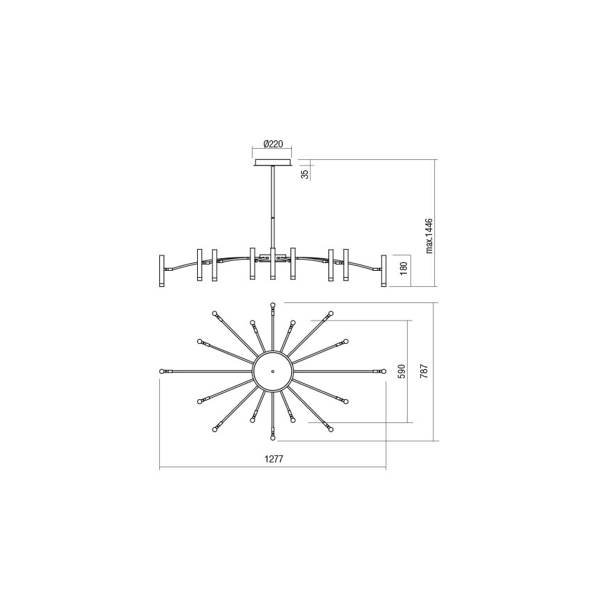Redo 01-3450 - LED-dimmbare Stabpendelleuchte RAYEN LED/80W/230V CRI 90 goldfarben